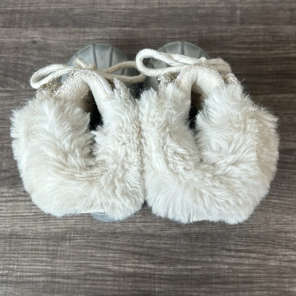 London‎ Fog Girls Lil Tadley White Glitter Faux Fur Winter Snow Boots Glam 7